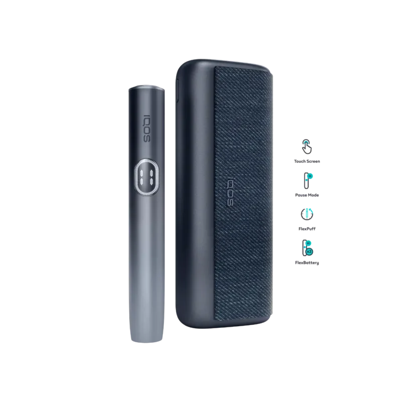 IQOS ILUMA i Prime holder touch screen showing puff count and battery status Dubai UAE IQOS ILUMA i Prime holder touch screen showing puff count and battery status Dubai UAE