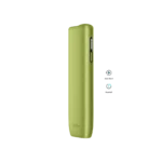 IQOS ILUMA i One Leaf Green lifestyle shot — colourful compact IQOS device Dubai UAE