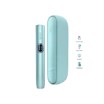 IQOS ILUMA i Standard Breeze Blue metallic finish detail — two-piece IQOS device Dubai