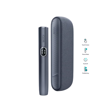 IQOS ILUMA i Standard Midnight Black touch screen showing puff count — Dubai UAE