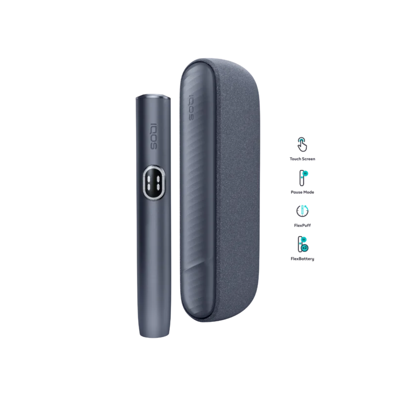 IQOS ILUMA i Standard Midnight Black touch screen showing puff count — Dubai UAE